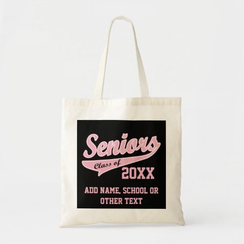 Any Year Senior Class PinkBlack Graduation Tote Bag