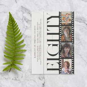 Any Year   Simple 4 Filmstrip Photo Birthday Party Invitation