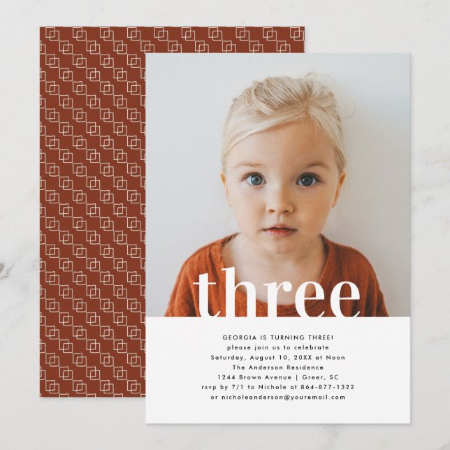 Any Year | Simple Photo Birthday Party Invitation (Front/Back)