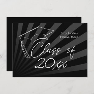 Any Year   Sleek Black Graduation Announcement