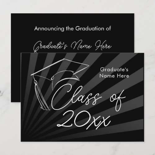 Any Year | Sleek Black Graduation Announcement