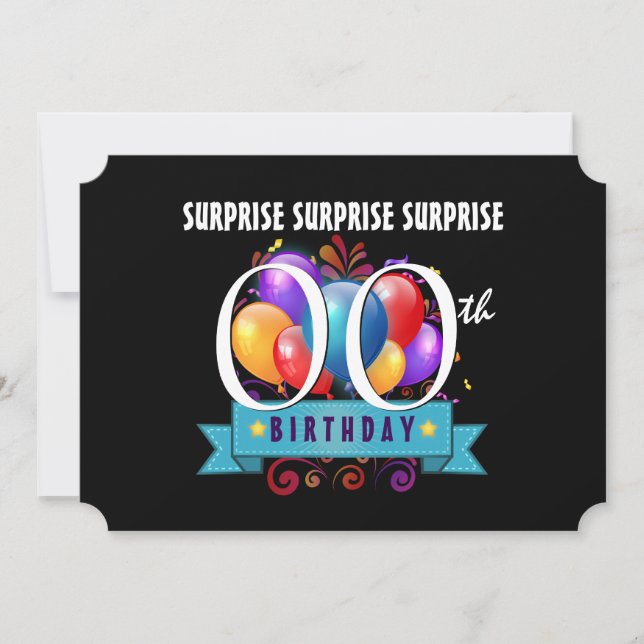 Any Year SURPRISE Birthday Party Balloons A06 Invitation (Front)