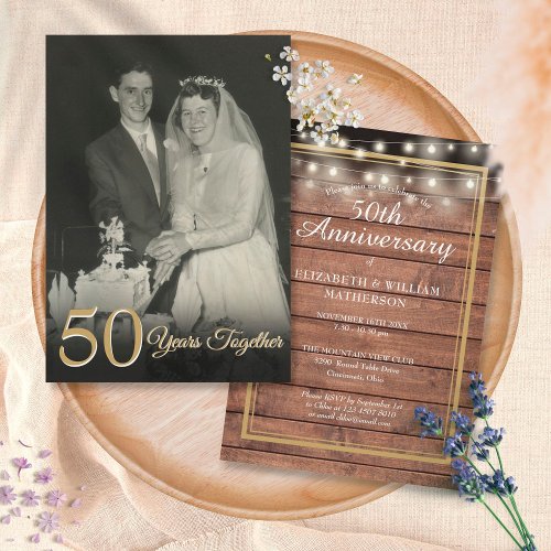 Any Year Together Rustic Wedding Anniversary Photo Invitation