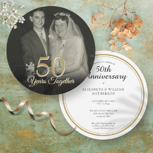Any Year Together Wedding Anniversary Photo Circle Invitation