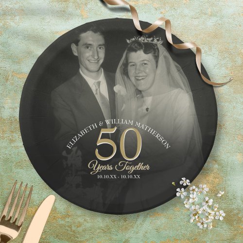 Any Year Together Wedding Anniversary Photo Paper Plates