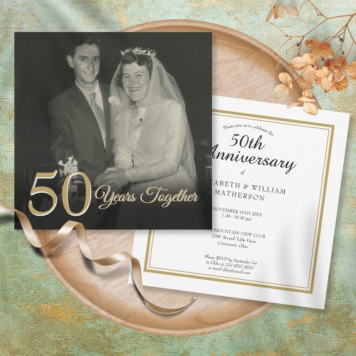 Any Year Together Wedding Anniversary Photo Square Invitation