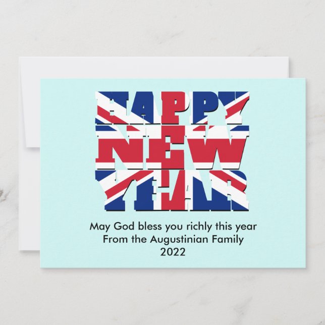 ANY YEAR Union Jack UK Christian HAPPY NEW YEAR Holiday Card (Front)