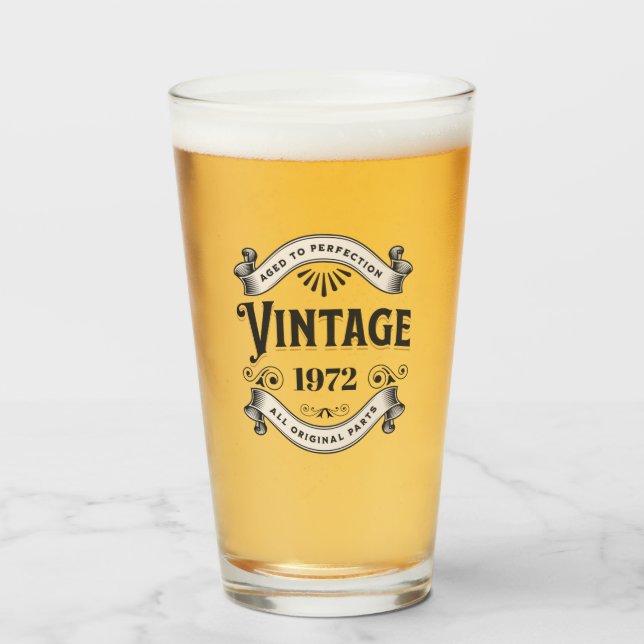 Any Year Vintage Birthday Glass (Front Filled)