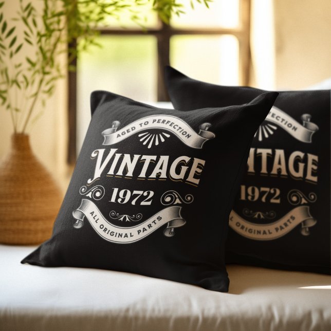 Any Year Vintage Birthday Throw Pillow (Creator Uploaded)