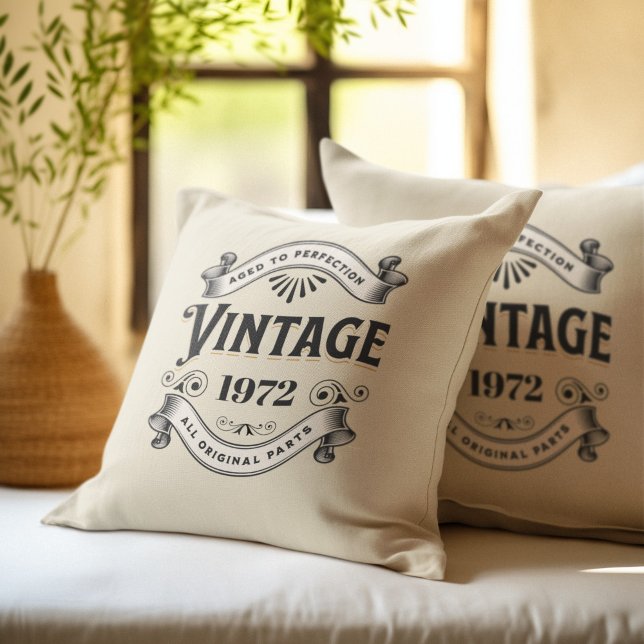 Any Year Vintage Birthday Throw Pillow (Creator Uploaded)