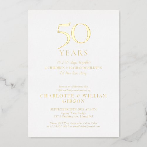 Any Year Wedding Anniversary Memories Gold Foil Invitation