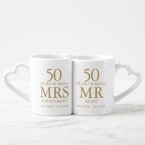 Any Year Wedding Anniversary Mr Mrs Right Photo Coffee Mug Set