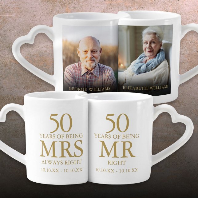 Any Year Wedding Anniversary Mr Mrs Right Photo Coffee Mug Set (Any Year Wedding Anniversary Mr Mrs Right Photo Coffee Mug Set)