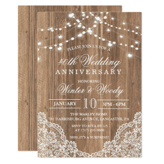 ANY YEAR - Wedding Anniversary Wood Invitation