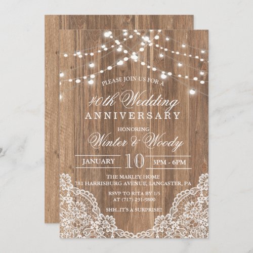 ANY YEAR _ Wedding Anniversary Wood Invitation