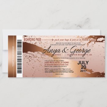 Anya Copper Rose Gold Foil Grunge Wedding Invitation by glamprettyweddings at Zazzle