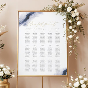 ANYA Navy Blue Watercolor Gold Seating Chart