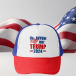 Anyone But Trump 2024 Funny Political Trucker Hat<br><div class="desc">Vote for anyone but Trump in the 2024 election to stay patriotic. Republicans and Democrats need to unite against Donald Trump and vote for Joe Biden so we can keep America safe. American flag on a political hat with anti Trump message.</div>