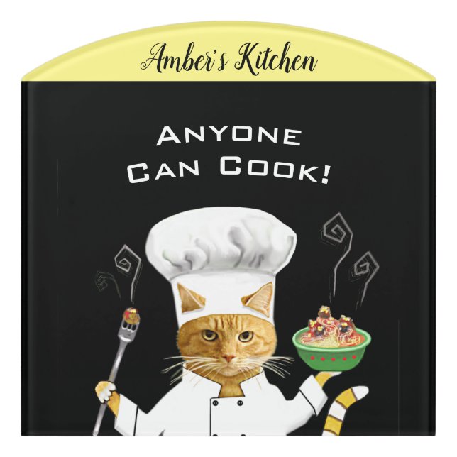 Anyone Can Cook! Black Contour Room Sign (Contour Front)