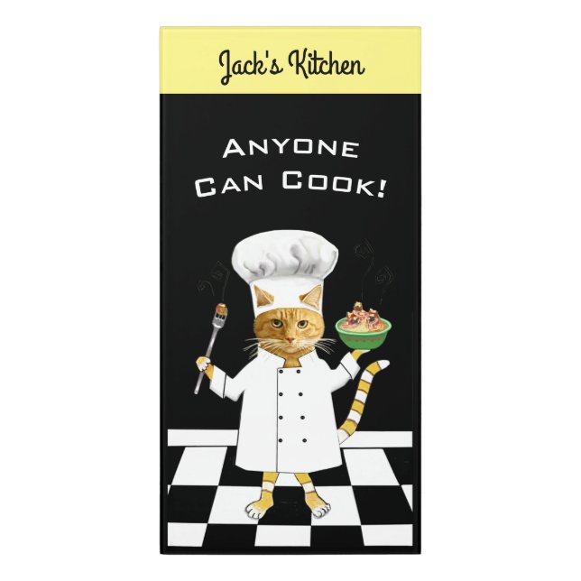 Anyone Can Cook Black Kitchen Door Sign (Classic Front Vert)