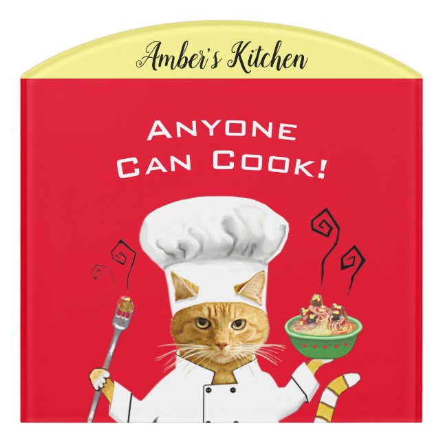Anyone Can Cook! Red Contour Room Sign (Contour Front)