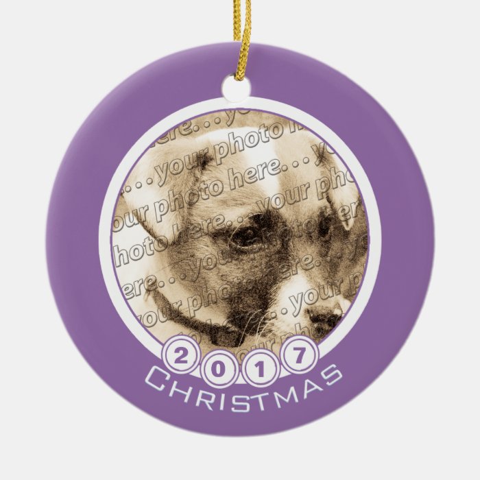 Anyone Date Christmas Custom Purple Photo Ornament