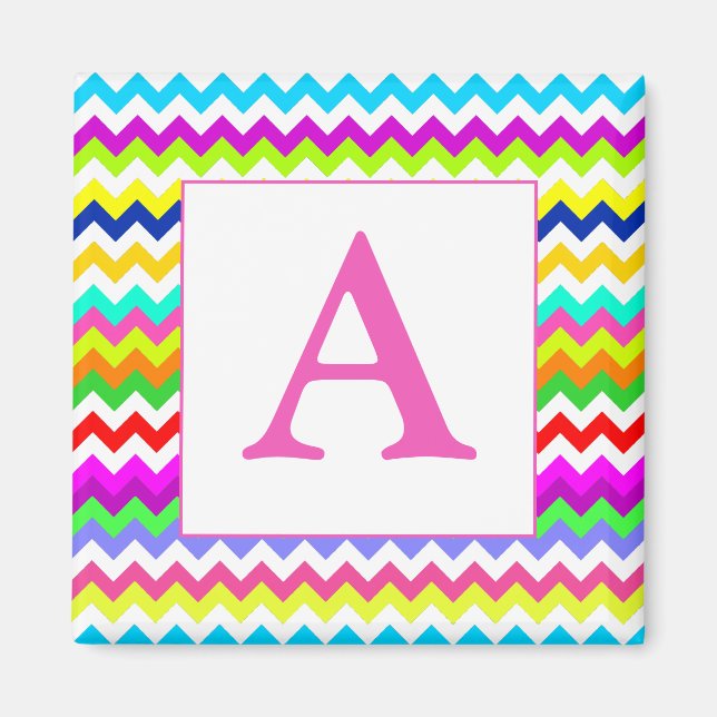 Anything But Gray Chevron Custom Initial Magnet (Front)