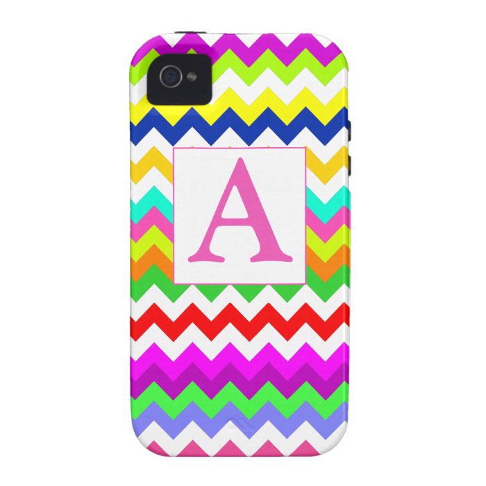 Anything But Gray Chevron Custom Intital Monogram Case For The iPhone 4