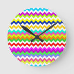 Anything But Gray Chevron Stripes Round Clock at Zazzle