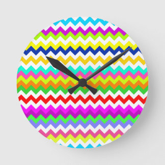 Anything But Gray Chevron Stripes Round Clock