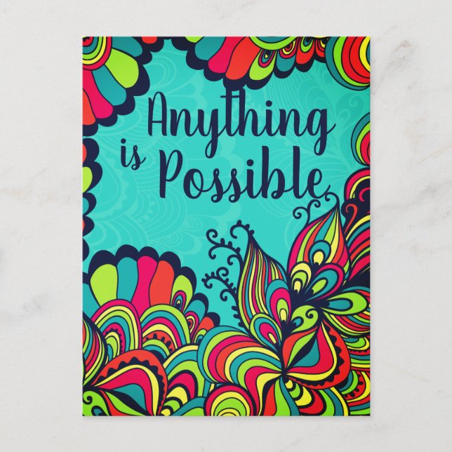 Anything is Possible Colorful Inspirational Quote Postcard (Front)