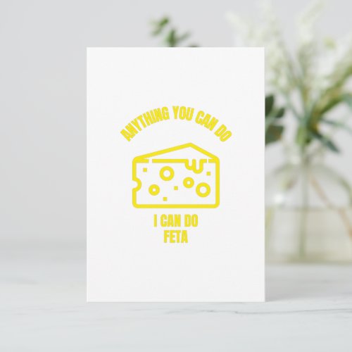 Anything you can do I can do feta funny cheese pun RSVP Card