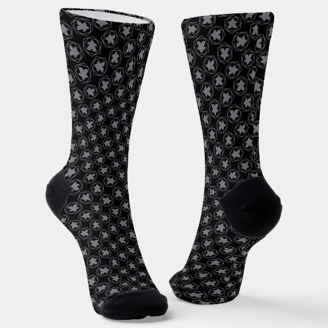 Anytime Meeple Gray Art Crew Socks (Angled)