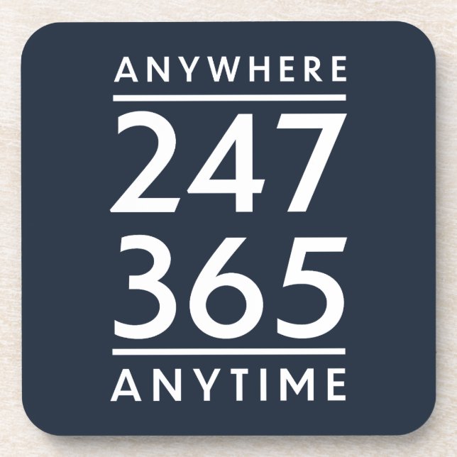 Anywhere, Anytime Beverage Coaster (Front)