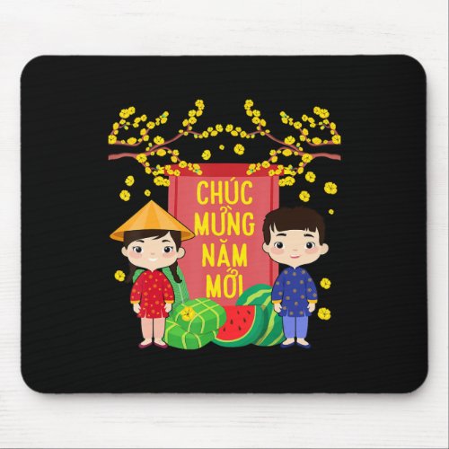 Ao Dai Kids Chuc Mung Nam Moi  Vietnamese New Year Mouse Pad