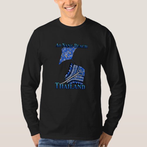 Ao Nang Beach Thailand Vacation Tribal Stingray T_Shirt