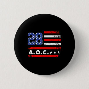 Aoc 2028 A.o.c. 2028 For President American Flag Button
