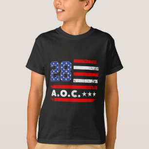 Aoc 2028 A.o.c. 2028 For President American Flag  T-Shirt
