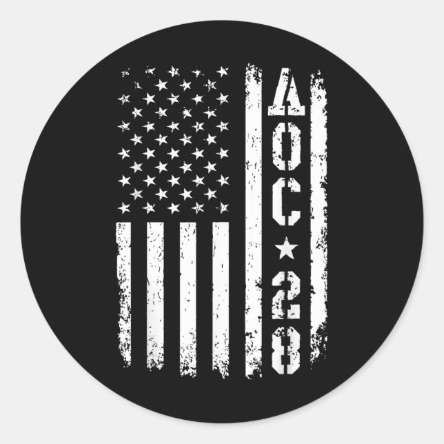 Aoc 2028 Us Flag  Classic Round Sticker (Front)