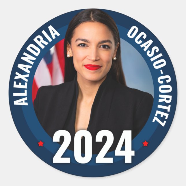 AOC - Alexandria Ocasio-Cortez 2024 Classic Round Sticker (Front)