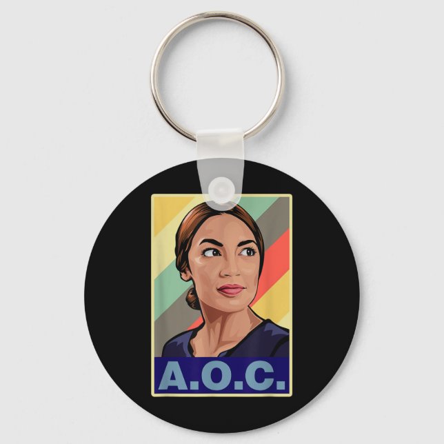 Aoc Alexandria Ocasio-cortez First Female Presiden Keychain (Front)