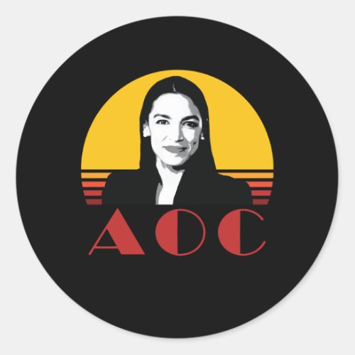 AOC Alexandria Ocasio_Cortez Retro Vintage Classic Round Sticker