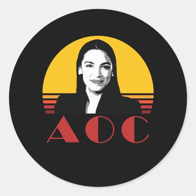AOC Alexandria Ocasio-Cortez Retro Vintage Classic Round Sticker (Front)
