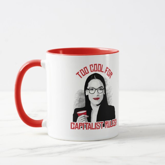AOC Too Cool for Capitalist Rules Mug (Left)