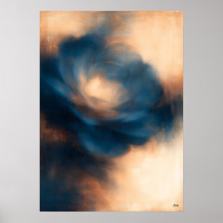 Aoi Bara Blue Rose Atmospheric Abstraction Poster