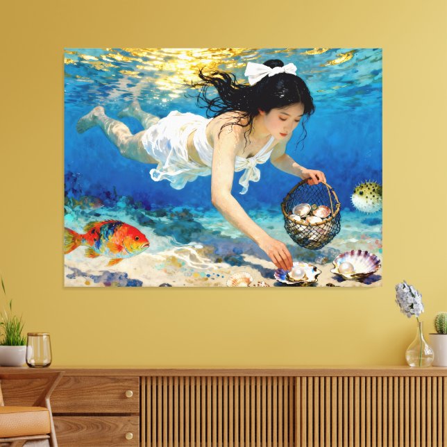 "Aoi of the Deep" – An Ocean Portrait  Canvas Print (Insitu(LivingRoom))