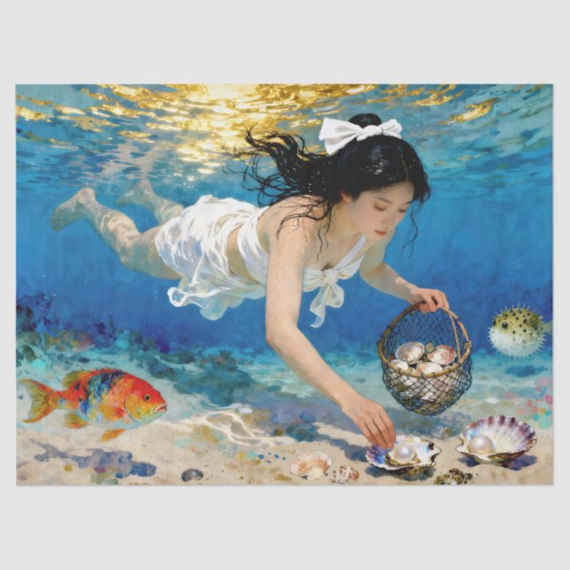 "Aoi of the Deep" – An Ocean Portrait  Tissue Paper (Front)
