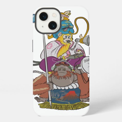 monkeys apes look listen japanese kimono telescope megaphone headphone antenna