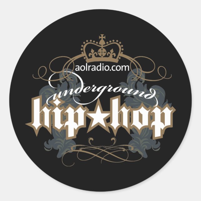 AOL Radio - Underground Hip-Hop Classic Round Sticker (Front)
