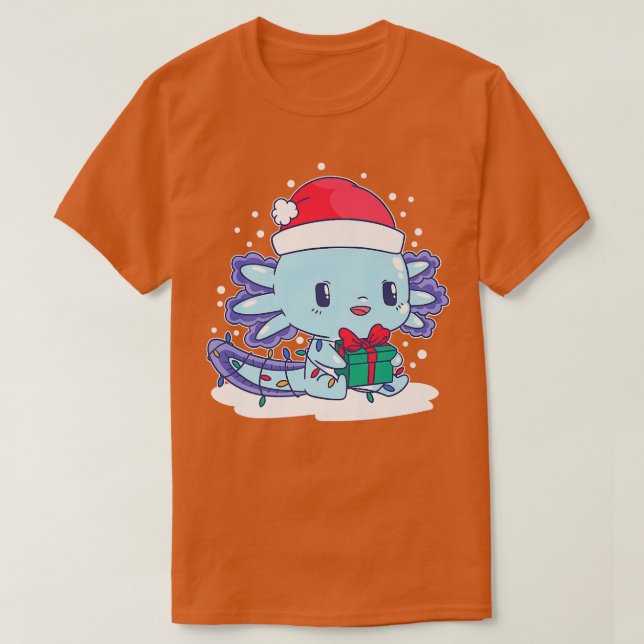 Aolotl Santa Hat Xmas Lights Cute Kawaii Aolotl Ch T-Shirt (Design Front)